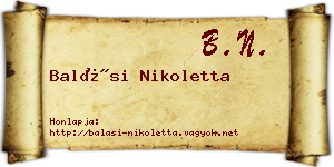 Balási Nikoletta névjegykártya